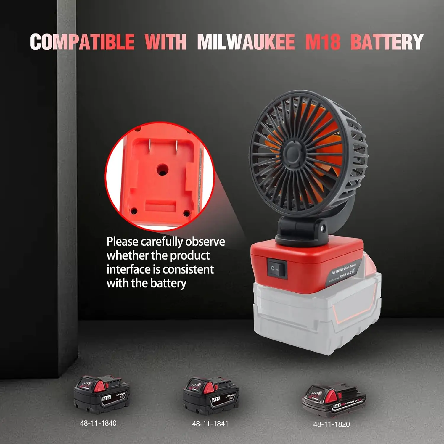 Imagem -05 - Fan 20v para Milwaukee M18 Li-ion Battery sem Fio com Porta Usb Dupla Proteção de Baixa Tensão sem Bateria