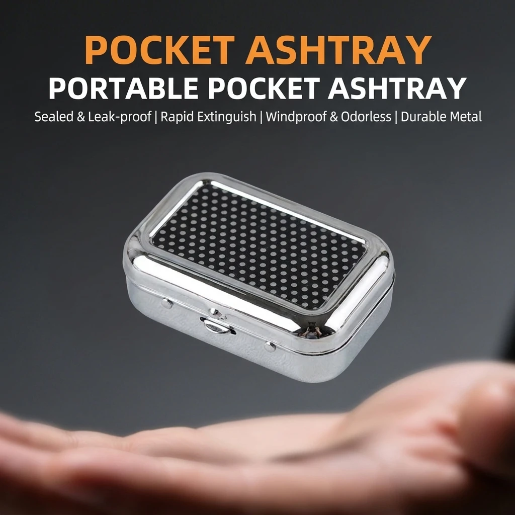 New Portable Metal Mini Ashtray With Cap Out Door Multifunctional Travelling Windbreak Office Home