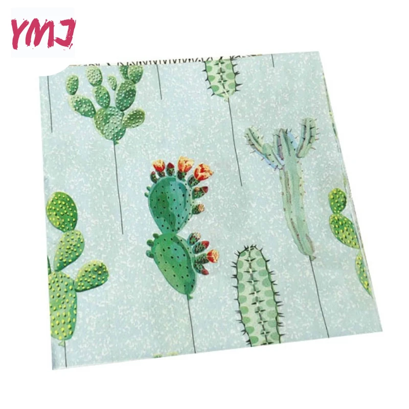 Servilleta con estampado de Cactus para Hotel, decoración de cafetería, restaurante occidental, paleta de madera Original, papel de comedor de 2 capas, 20 piezas/pac, 33x33cm