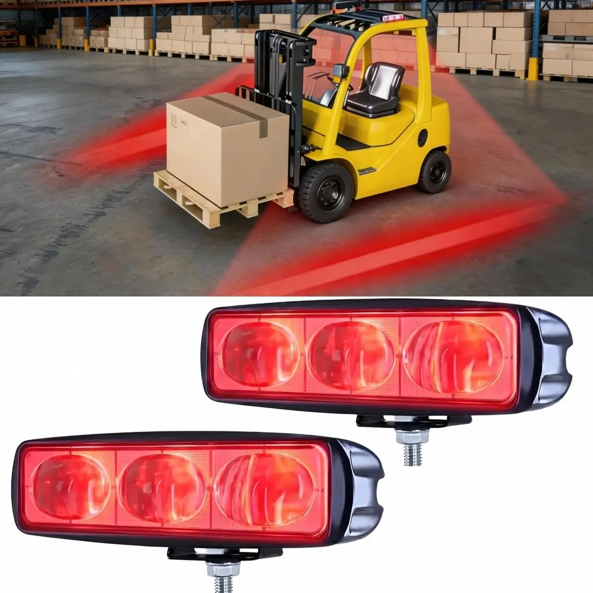 Forklift Safety Light LED Forklift Warning Light, Pedestrian Red Zone Warning Lamp, Red Line Boundary Warehouse Work Light Truck