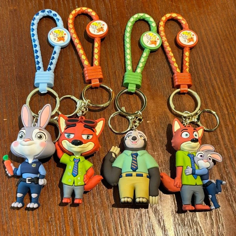 Hot Zootopia Judy Hopps & Nick Wilde paar sleutelhangerset - schattig konijn en vos autosleutelhangers rugzakbedels voor fans koppels kinderen