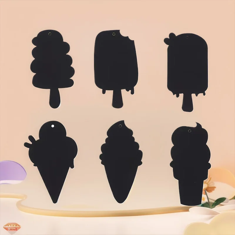 Bview Art 6pcs Shaped Ice Cream Scratch Paper Kit - Colorful DIY Drawing Art Craft for Kids Creativity Development