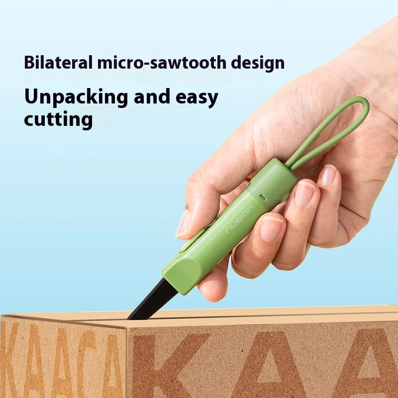 Serrated Box Opening Knife with Thick Black Edge Magnetic Suction Portable Utility Knife for Business and Office Package Opening
