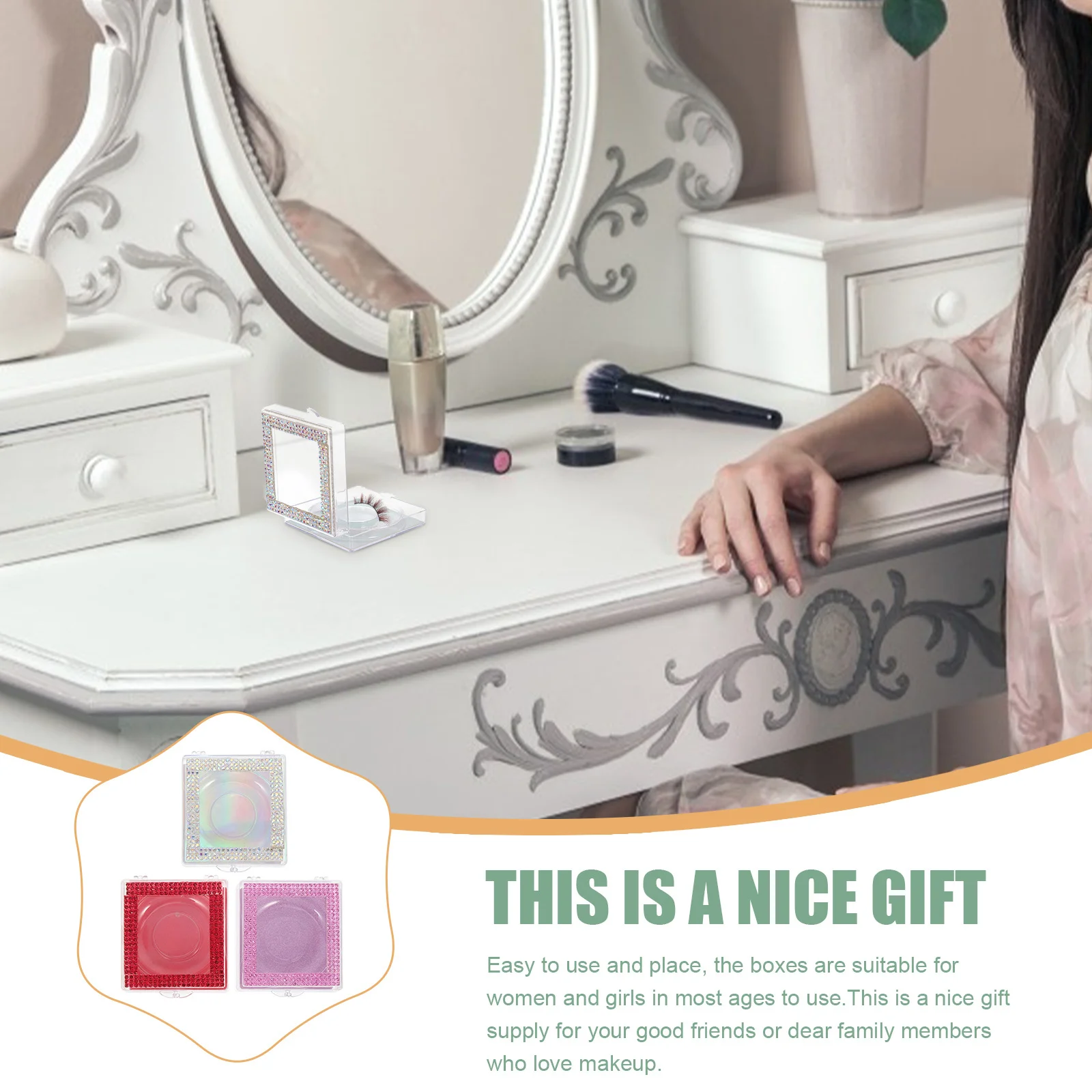 3개입 인조 속눈썹 포장 상자 속눈썹 정리함 내구성 있는 투명 뚜껑 속눈썹 보관 케이스