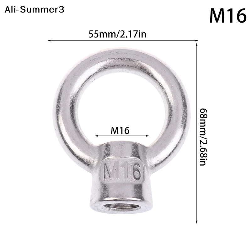 【YS3】1Pc 2025 Stainless Steel 304 Eye Nuts M6 M8 M10 M12 M16 Lifting Rings Marine-Grade Hardware Rigging Hoisting Industrial