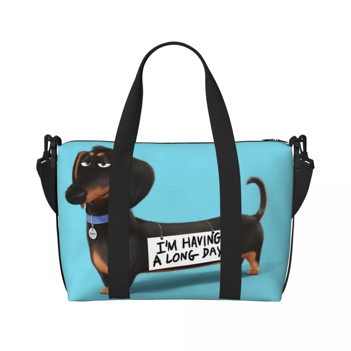 Custom Dachshund Dog Grocery Tote Shopping Bag Women Big Capacity Sausage Wiener Badger Gym Beach Travel Bags