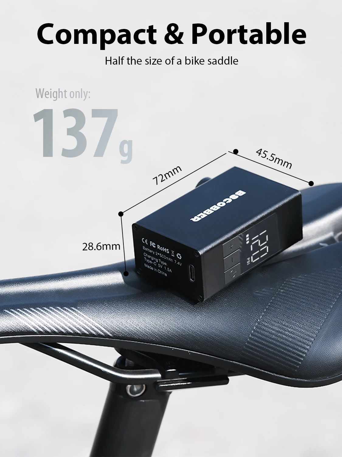 AliExpress BSCOBBER Portable Air Pump A3S Bicycle Digital Gauge Display Schrader Presta Tires Electric Tyre Inflator 120PSI Mini Pump