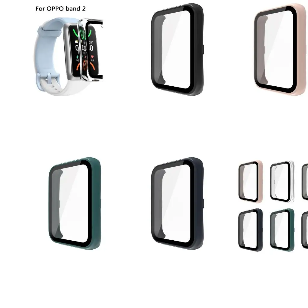  Screen Protector for Band 2 Hard Cases Cover+Tempered-Glass Film One-piece Shell