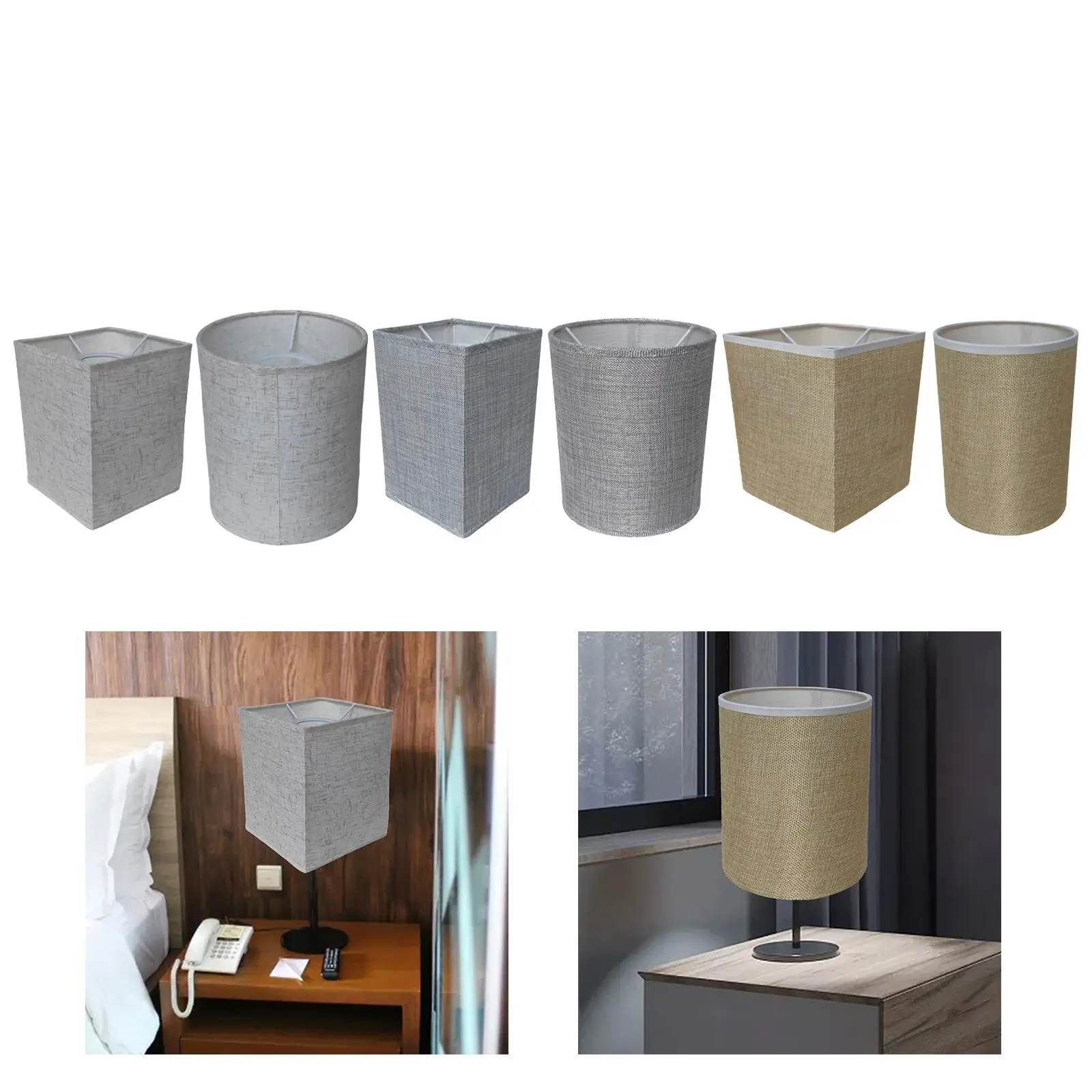 Fabric Burlap Lampshade Light Cover Easy to Assemble Classic Barrel Fabric Lampshade Floor Lamp Shade for Bedroom Table Lamp