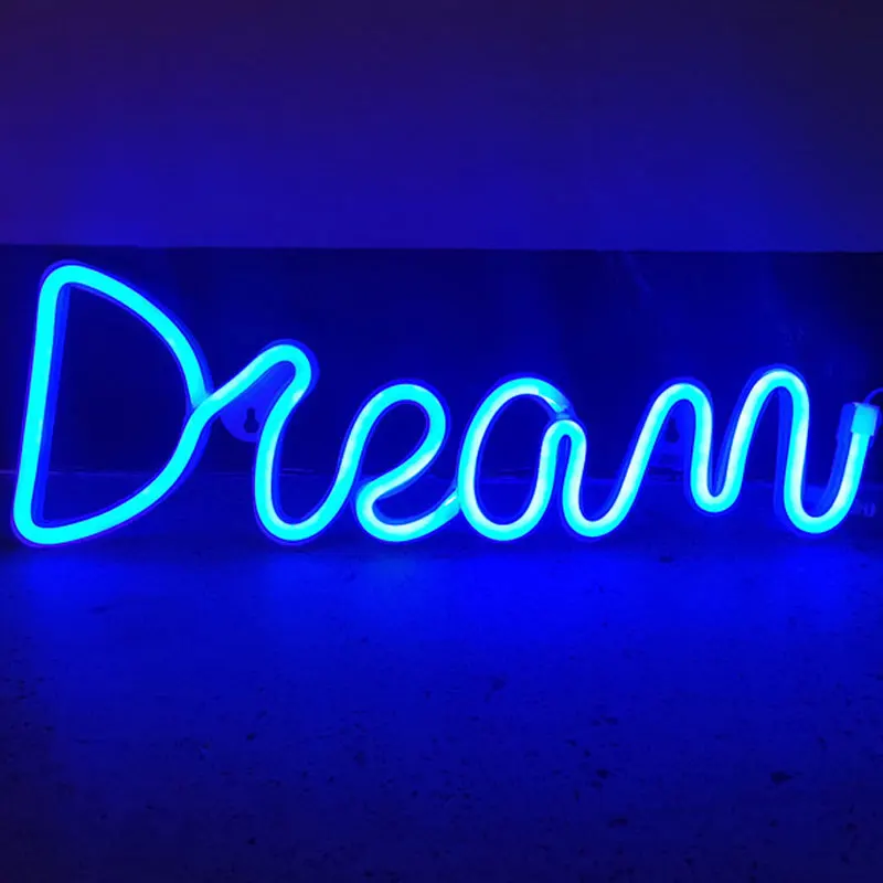 LED Dream Shape Neon Sign, Alimentado por USB e bateria, Lâmpada para parede, Decoração da sala, Luz de néon para casamento, Holiday Supply