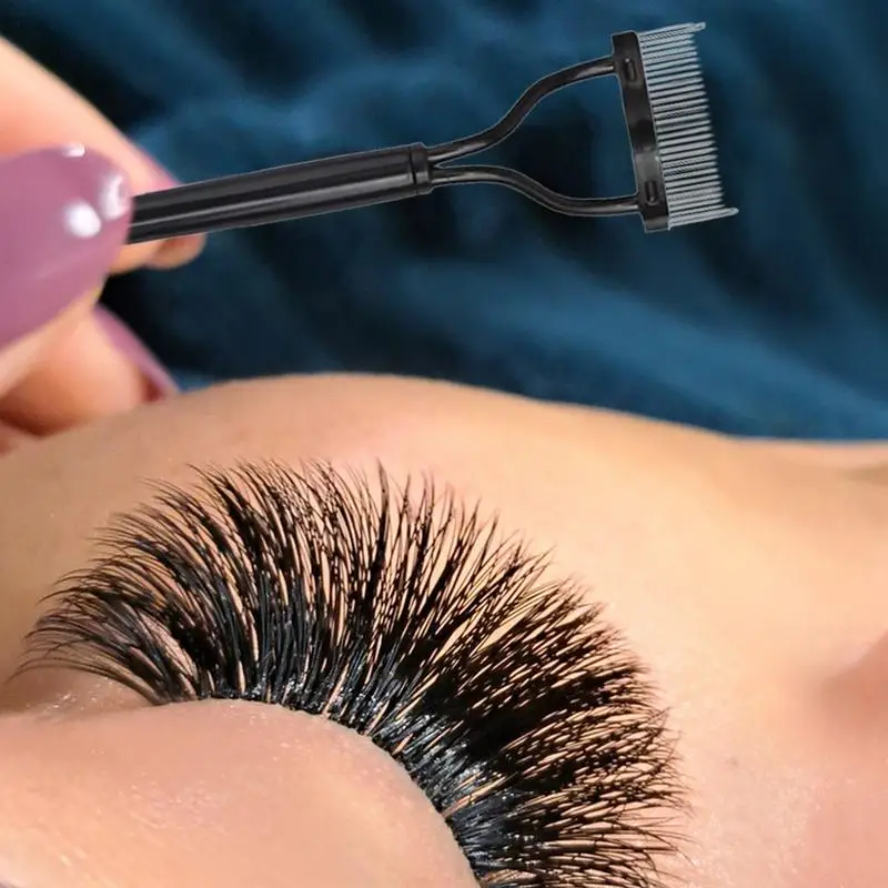 جديد رمش فاصل الأسنان المعدنية مستقيم رمش بكرة الشعر الجمال ماكياج الفولاذ رمش فرشاة مشط ماسكارا حليقة ماكياج أداة #2