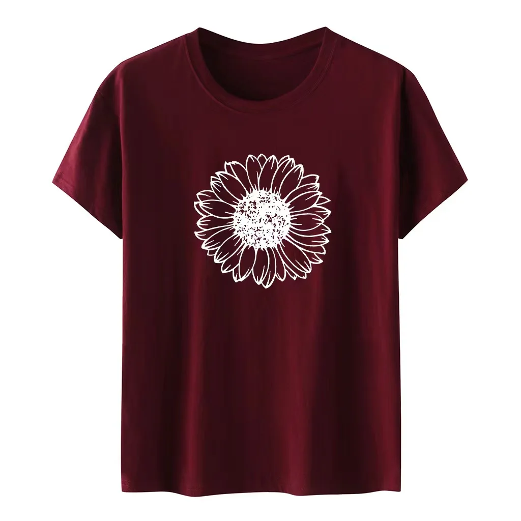 

Women's Summer Sunflower T Shirt Cute Flower Graphic Loose Tees Crew Neck Short Sleeve Casual Tops