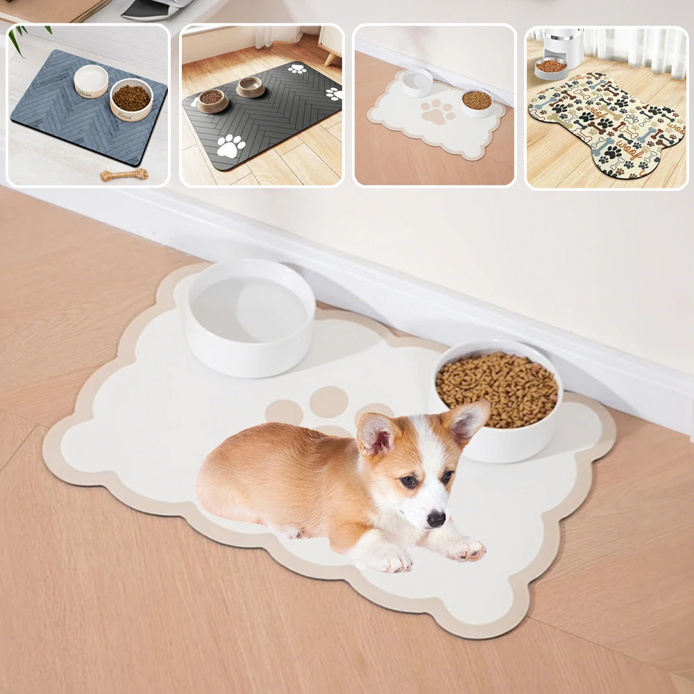 

1PC Pet Feeding Mat Absorbent Anti-Slip Dogs Bowl Pads Diatom Mud Puppy Mats for Water and Food Bowl Hundezubehör Коврик 강아지 매트