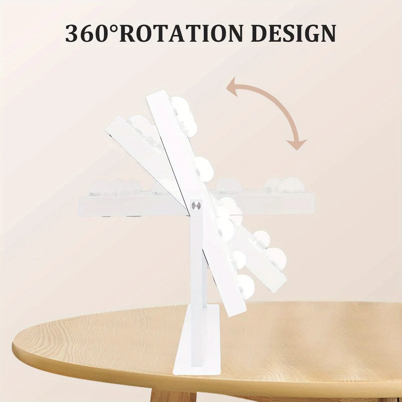 Espelho de vaidade iluminado com 9 lâmpadas LED, com lupa 10x removível, 3 modos de iluminação de cores, 360 °   giratório