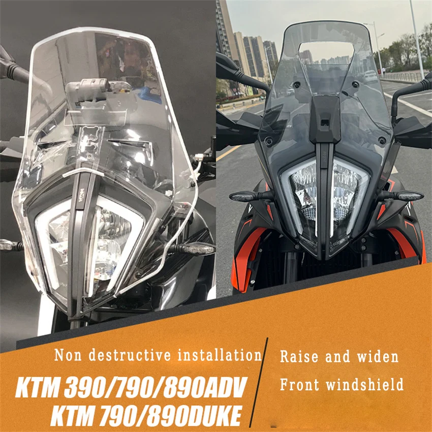 

Motorcycle Rally Windshield WindScreen Visor Wind Deflector Front Windshield For KTM390 790R 890ADV