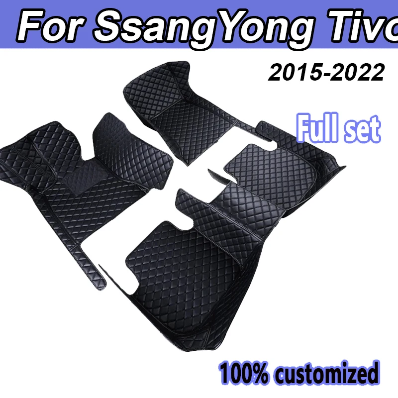 Car Floor Mats For SsangYong Tivoli XLV Air Grand LUVi 2015~2022 Protective Pad Luxury Mat Rugs Leather Carpets Car Accessories