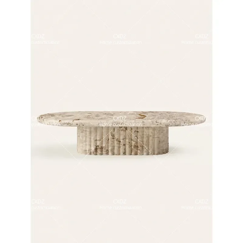 Italian light luxury high sense natural Monet garden marble luxury stone coffee table designer home living room coffee table