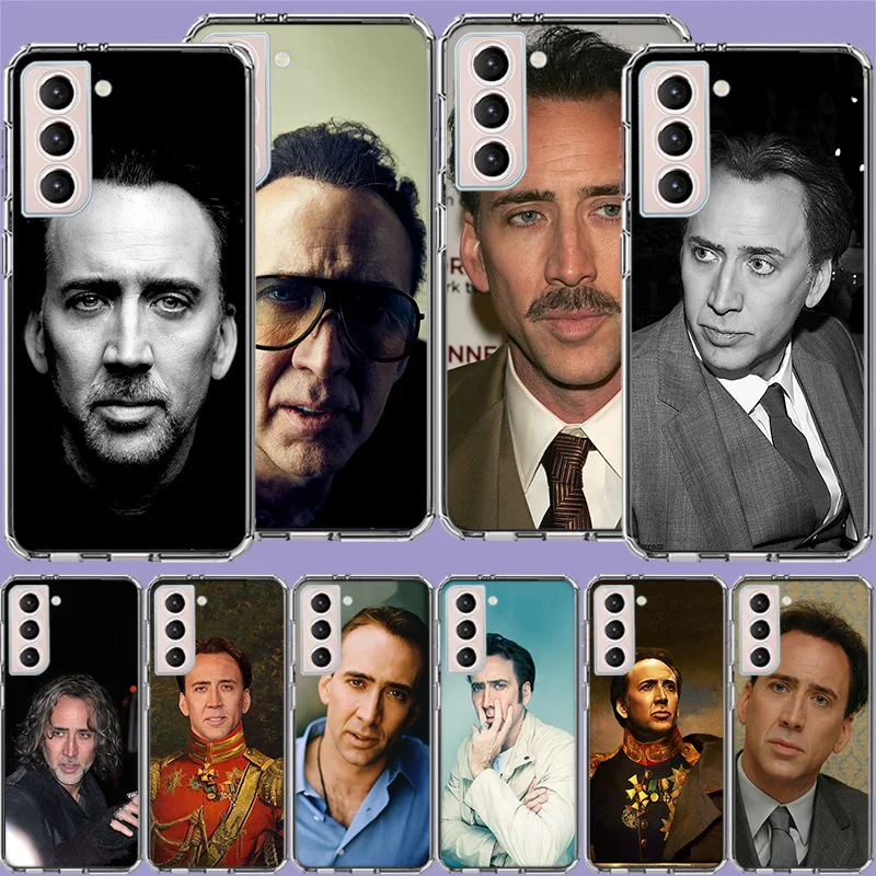 Funny Nicolas Cage Actor Clear Phone Cases for Samsung S26 Ultra Galaxy S25 Edge S24 S23 FE S21 Plus S20 S22 S10 Cover Patterned