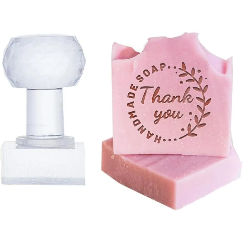 1pc Plant Words Acrylic Stamp Soap Embossing Stamp with Handle 1.38inch Square Soap Chapter Imprint Stamp