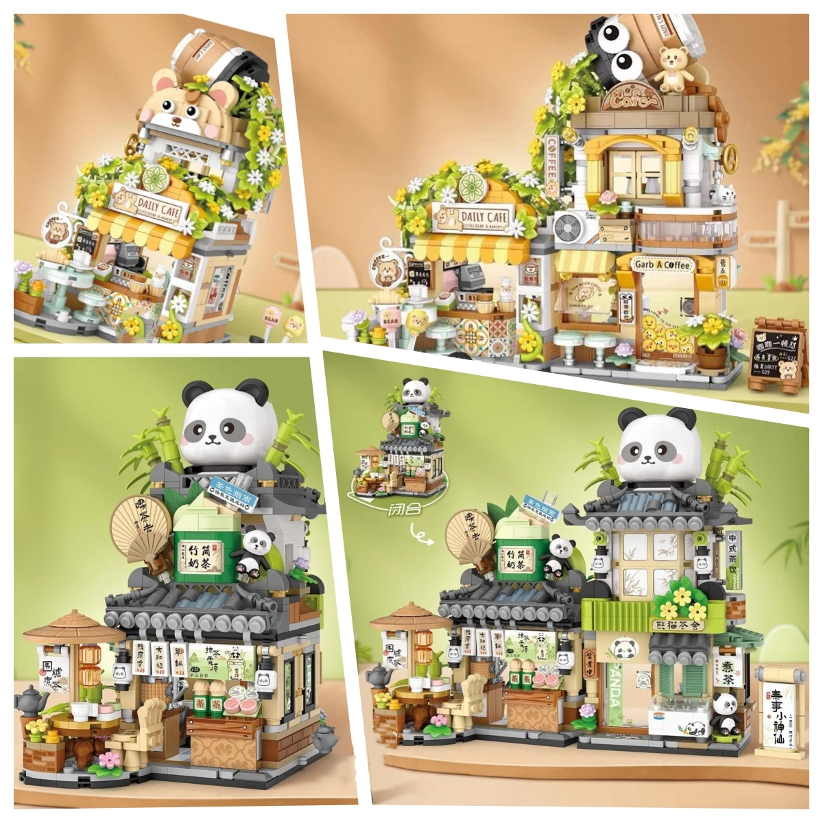 

LOZ mini Blocks Teens Building Toys DIY Bricks Puzzle Girls Gift Panda Tea Shop Coffee Bar Women Presents Home Decor 1382 1383