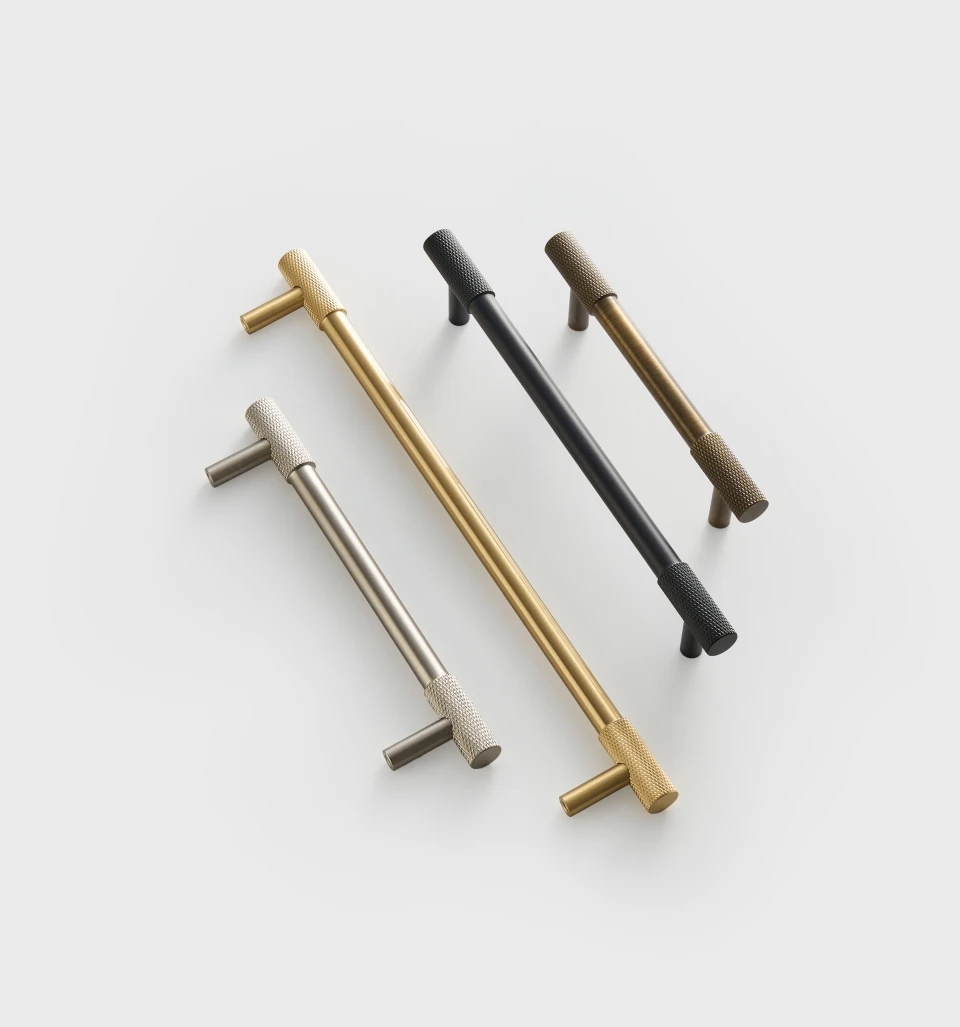 Nurlin Solid Brass Nickel Brushed Silver Knurled Classic Luxury kitchen Knobs Furniture Door Handle Available In Multiple Sizes