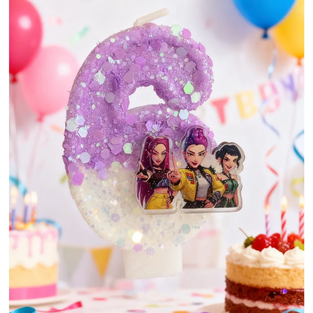 Kpop Demon Hunter vela número fiesta de cumpleaños para niños decoración de pastel de cumpleaños suministros de regalos para fiesta de Baby Shower