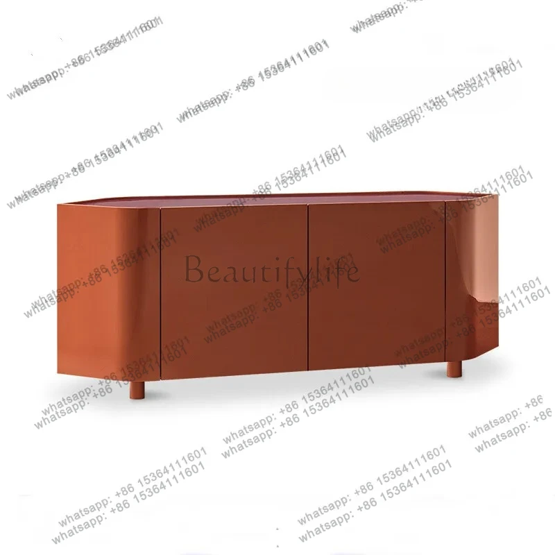 

Italian minimalist light luxury art high-end dining side cabinet designer modern red tea cabinet living room furniture