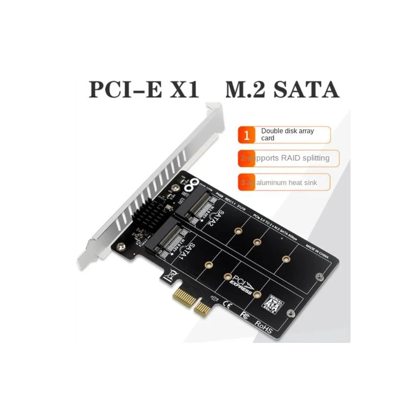 PH58 2 x M2 SATA to PCIE Adapter Card Dual Disk Graphics Card RAID Splitter Expansion Card PCIe X1 to NGFF M2 SATA SSD