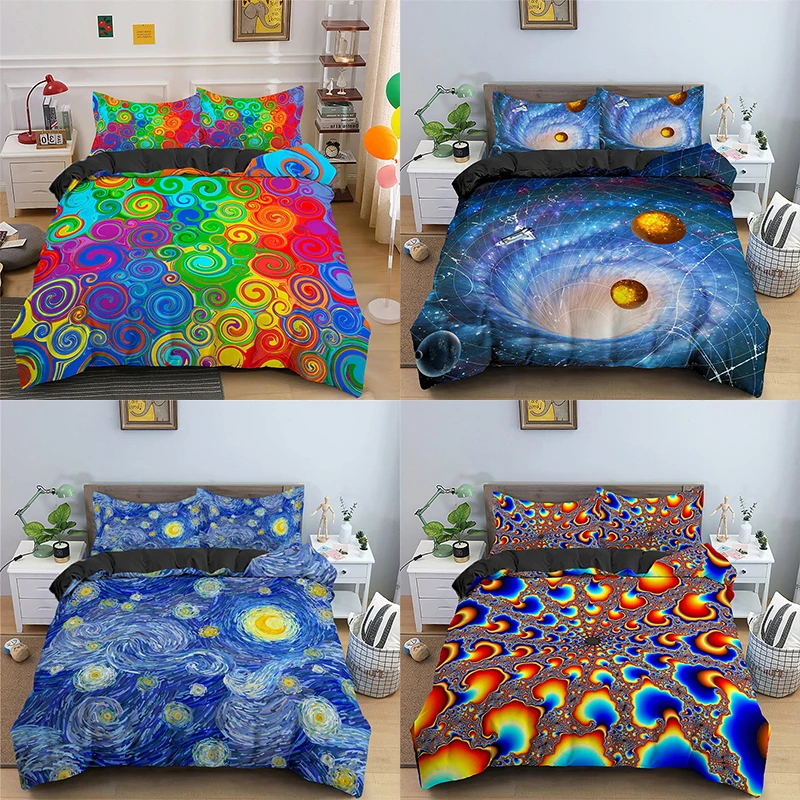 

Bedding Set Luxury 3D Colorful Art Print 2/3Pcs Kids Comfortable Duvet Cover Pillowcase Home Textile Single/Queen/King Size