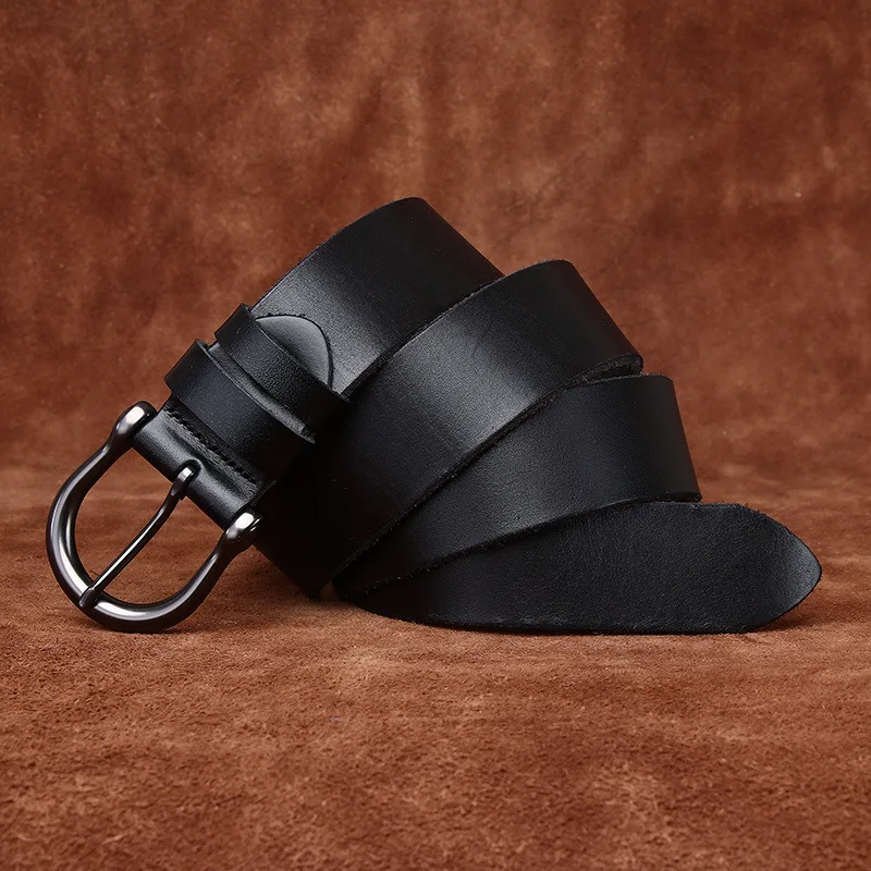 حزام كاجوال كلاسيكي من الجلد الطبيعي للرجال، إبزيم دبوس بسيط عصري، حزام رجالي بعرض 3.8 سم