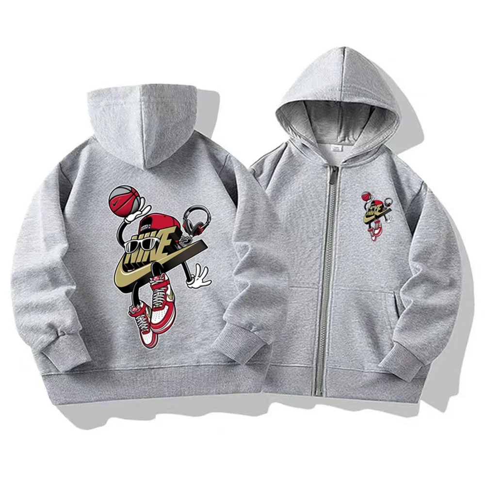 سترات بغطاء للرأس للأطفال بنمط مطبوع فاخر الأكثر مبيعًا، سترات عصرية بسحاب، وأكمام طويلة كاجوال للأولاد والبنات