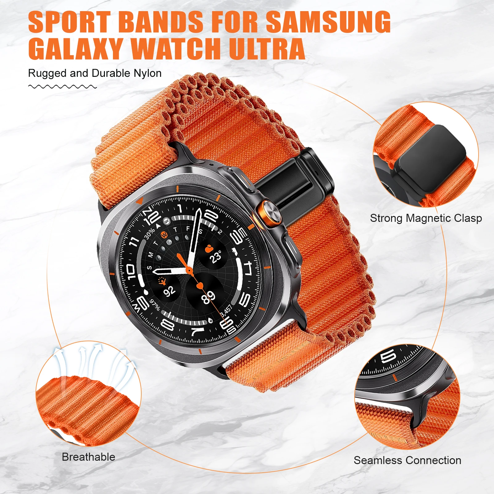 Trail loop Bands For Samsung Galaxy Watch Ultra Strap 47mm Accessories Sport Nylon Magnetic Bracelet Galaxy Watch 7 Ultra 47 mm