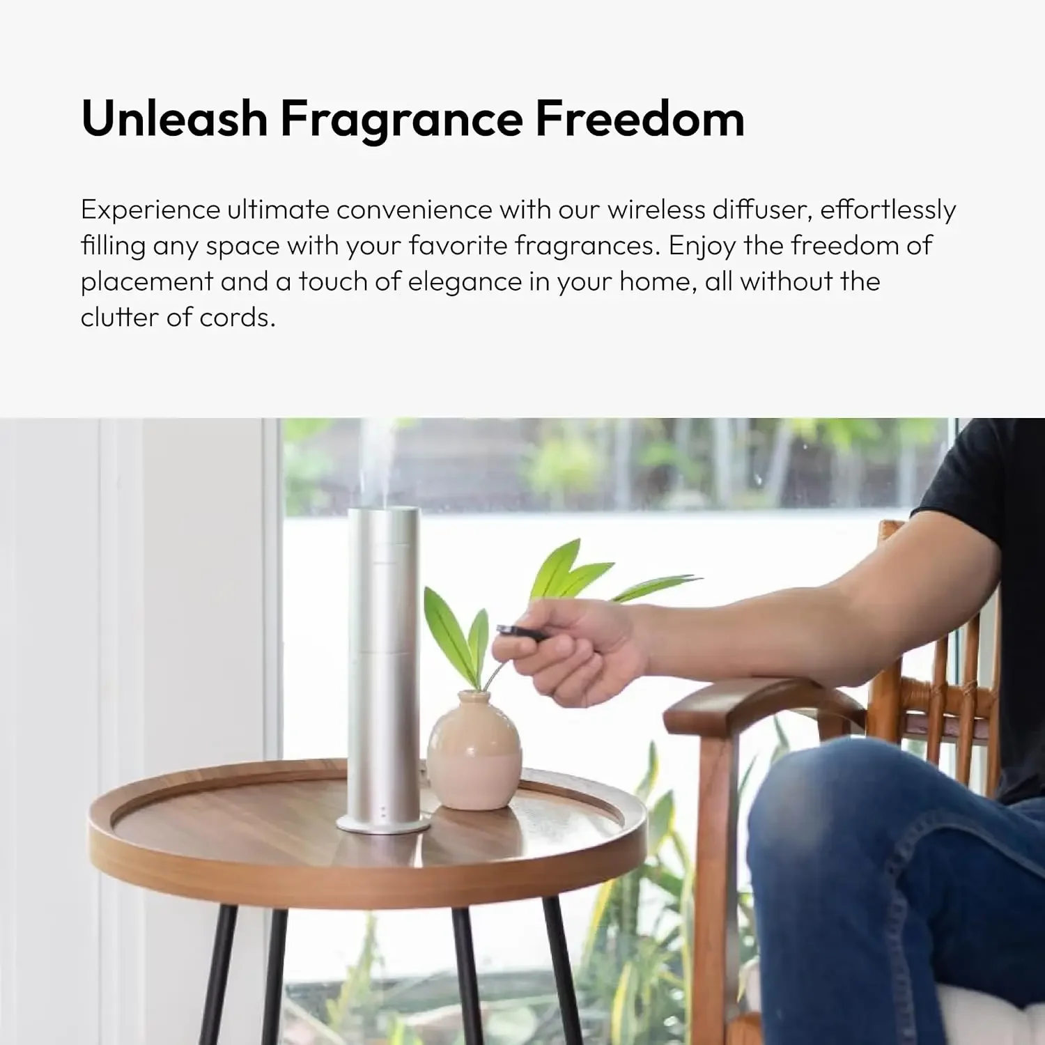 موزع روائح الزيوت العطرية Wireless Pro - تغطية 600 قدم مربع - لاسلكي ومحمول مع جهاز تحكم عن بعد - ناشر رائحة العلاج العطري