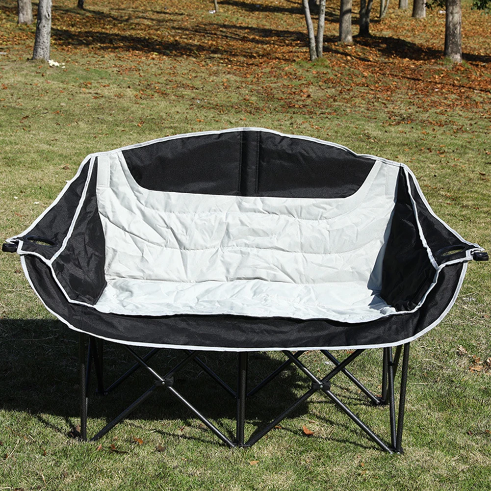 

Двойное складное кресло для кемпинга на 2 человек, выдерживает до 270 кг, с мягким сиденьем, для пикника, пляжа и отдыха на природе