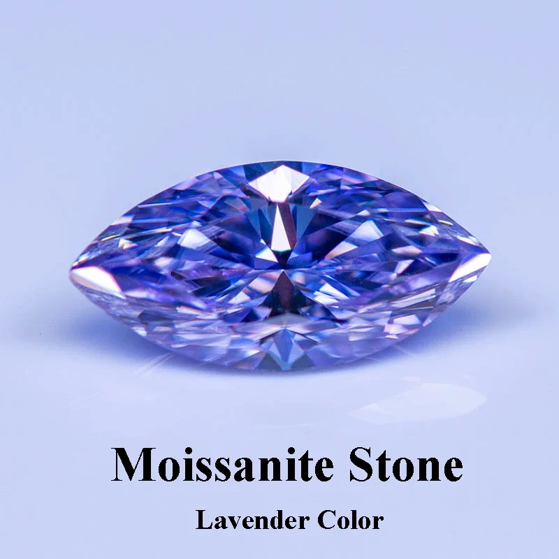 

Moissanite Stone Marquise Cut Gemstone Lavender Color Lab Grown Diamond Charms Woman Jewelry Making with GRA Certificate