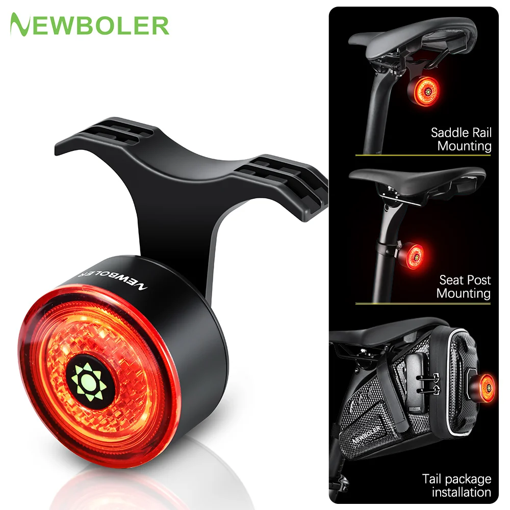 NEWBOLER inteligentne tylne światło roweru automatyczny start/stop wykrywanie hamulca IPx6 wodoodporne ładowanie USB jazda na rowerze tylne światło rowerowe LED Light