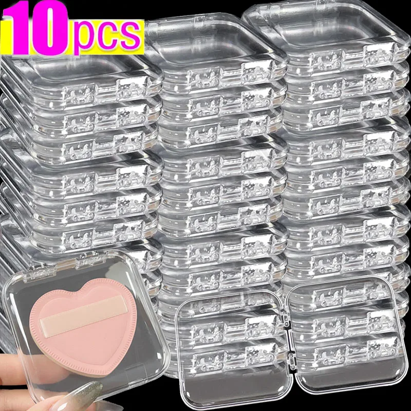 

Clear Square Makeup Puff Storage Box Nail Tips Organizer Air Cushion Dust-proof Case Portable Earrings Jewelry Packing Cases