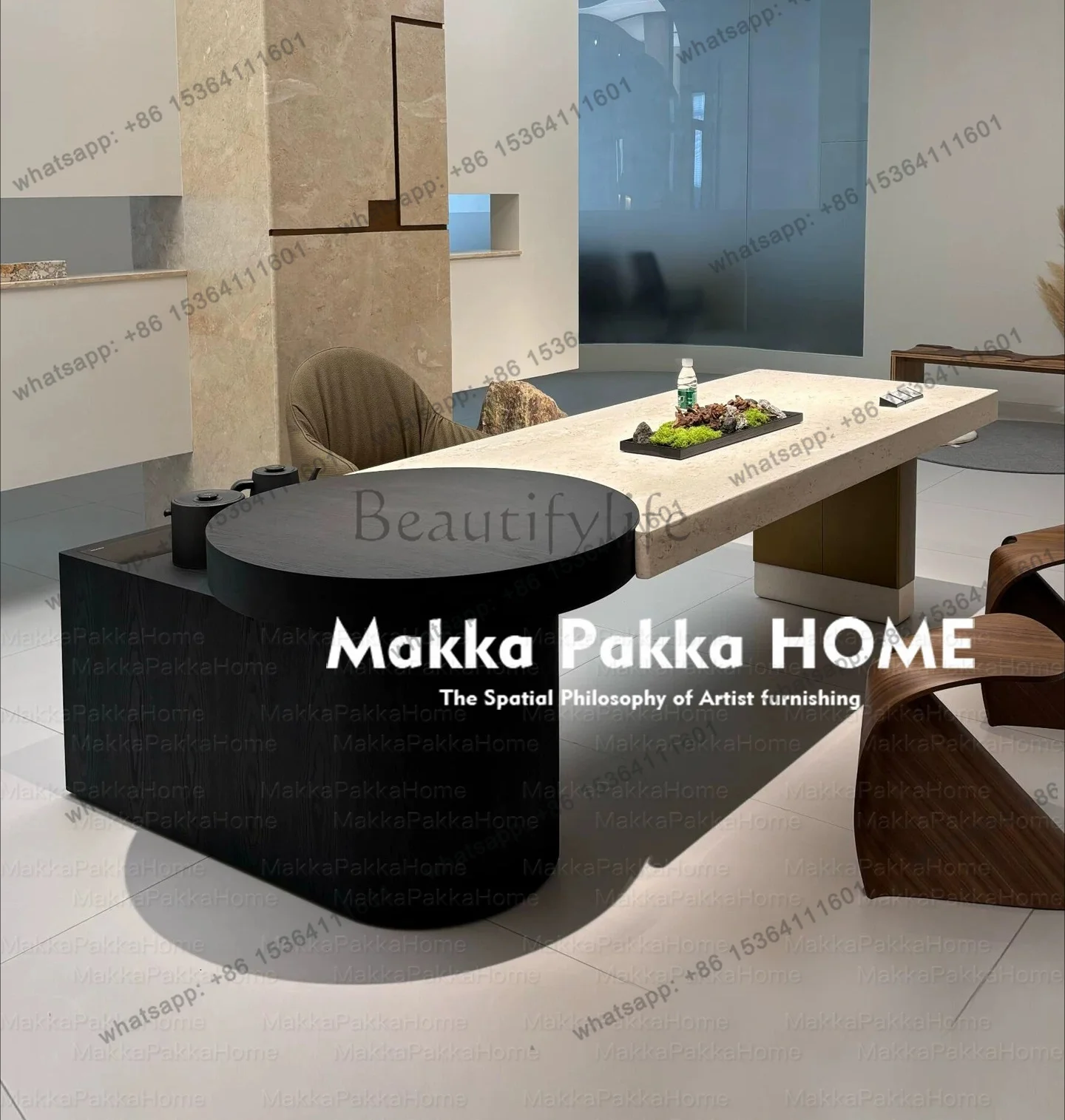 LS Italian light luxury solid wood tea table designer creative modern simple office tea table
