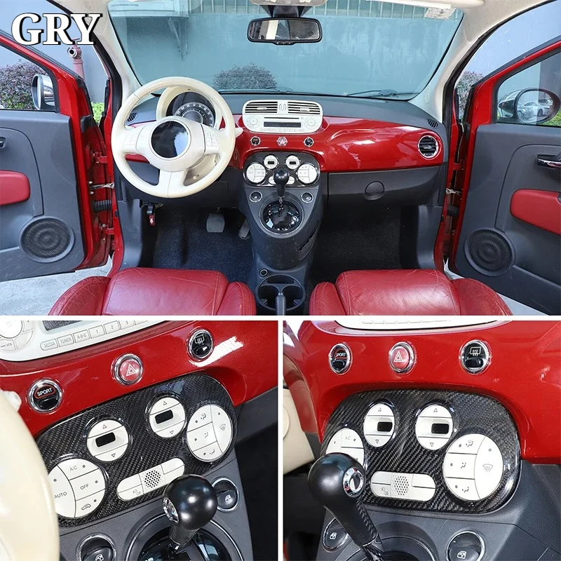 

Car Air Conditioning Adjustment Switch Panel Cover Trim For Fiat 500 Abarth 595 695 07-15 Real Carbon Fiber Interior Accessories