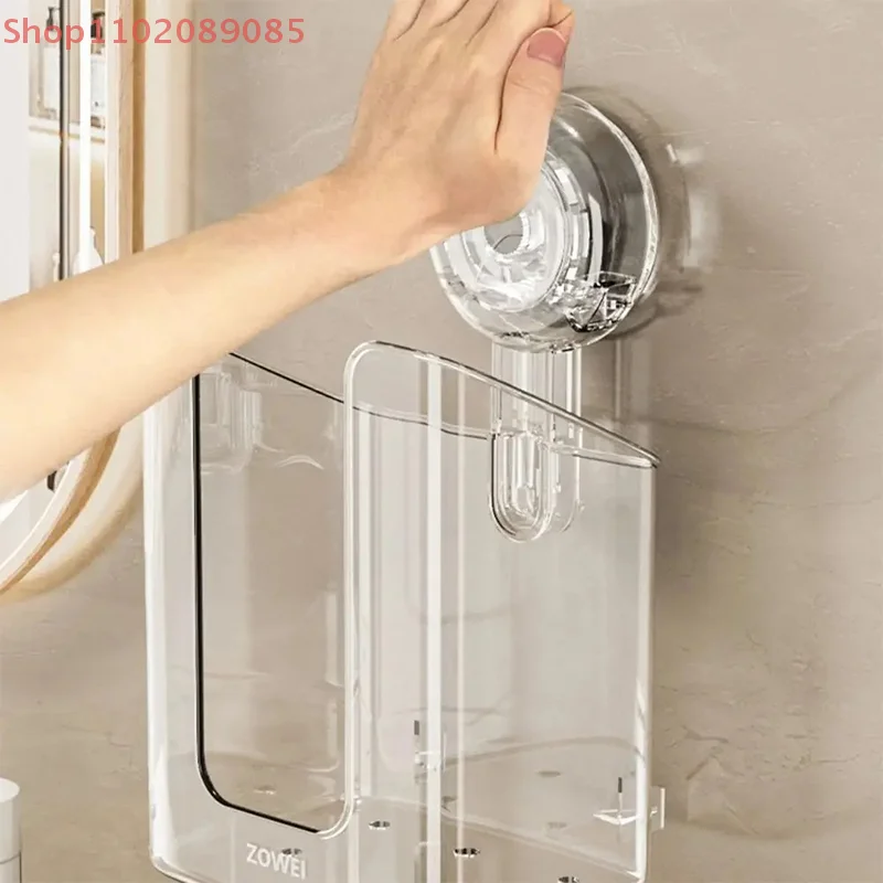 Suction Cup Tissue Box Wall Mounted Large Capacity Wipe Container Punch Free Wet Wipes Dispenser For Kitchen