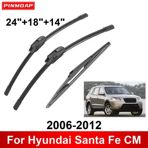 1/2/3/4/6 Uds limpiaparabrisas de coche para Hyundai Santa Fe CM 2006-2012 limpiaparabrisas delanteros y traseros cepillos accesorios de automóvil 2008 2009 2010 2011
