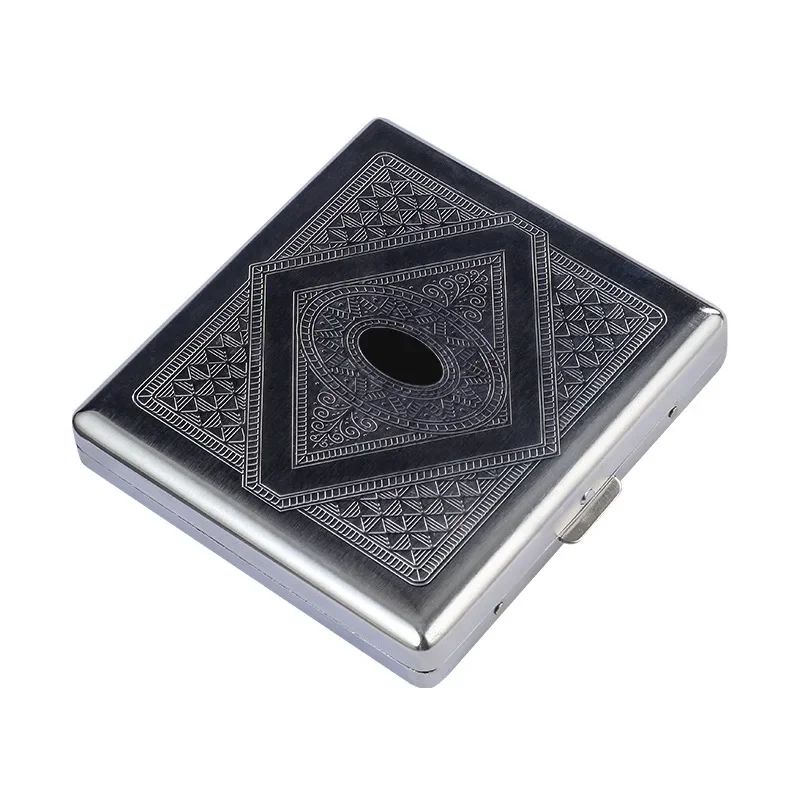 20PCS Metal Cigarette box stainless steel Embossed Portable Cigarette case personalized fashionable storage box Smoking Tool