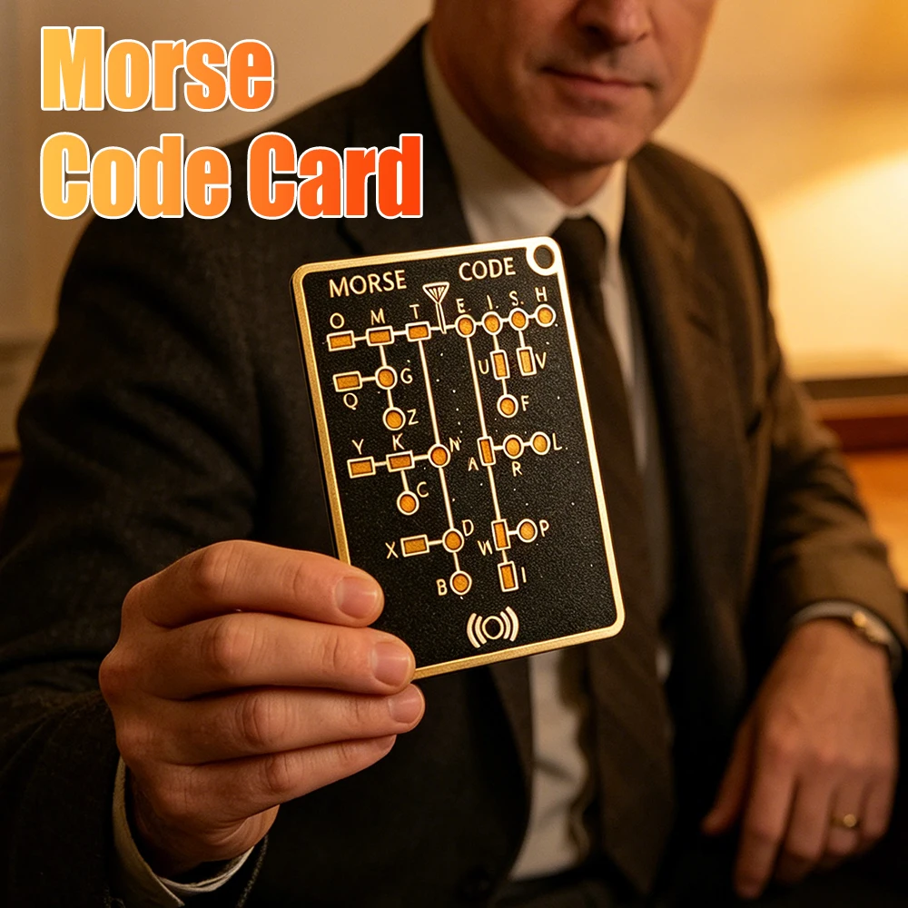 Morse Code Trainer Card Portable Encryption Practice Device Pocket-Sized Morse Code Practice Trainer Outdoor Camping Tools