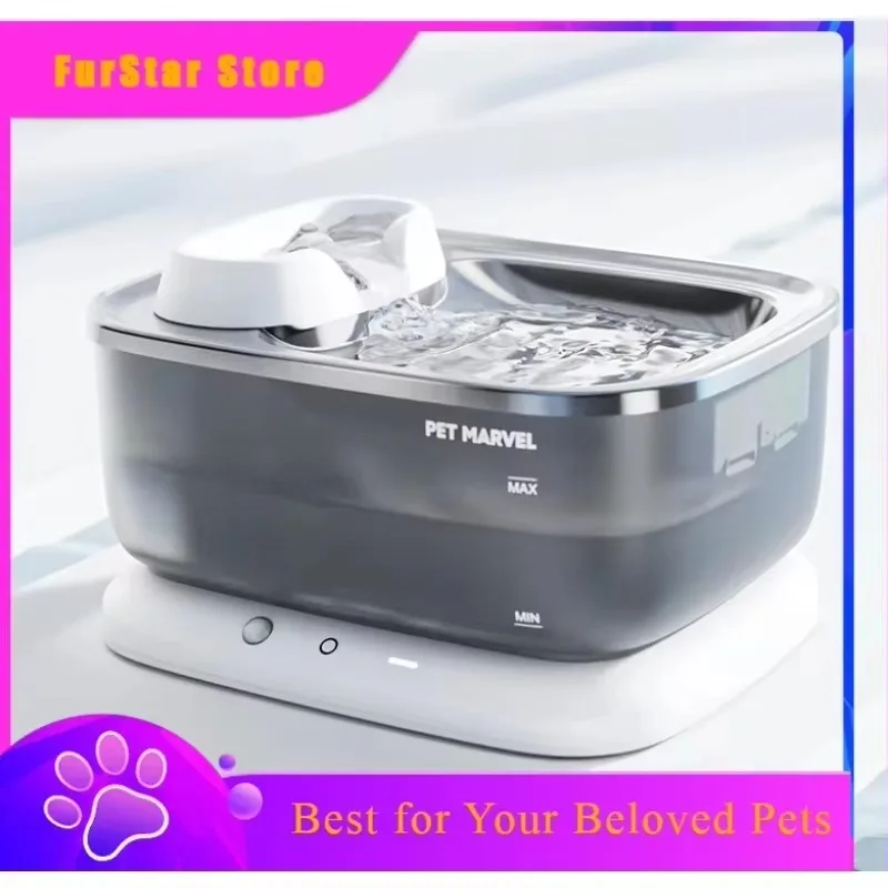 FurStarWireless Induction Ultra Long Endurance Big Dog Water Dispenser 7L Stainless Steel Bowl Multi Cat Automatic Water Dispens