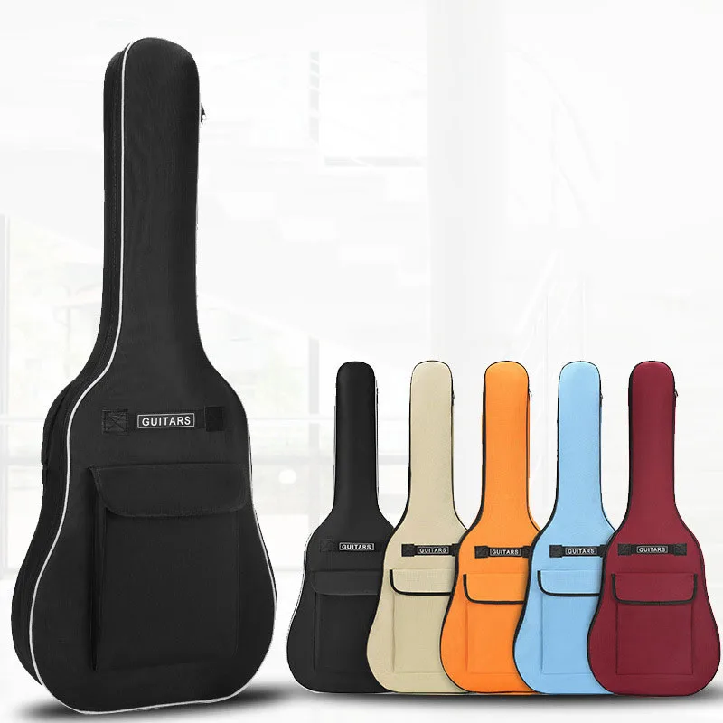 40/41 Inch Guitar Bag Double Straps Oxford Waterproof Fabric Acoustic/Electric Guitar Case Fashion Solid Color Guitar Backpack