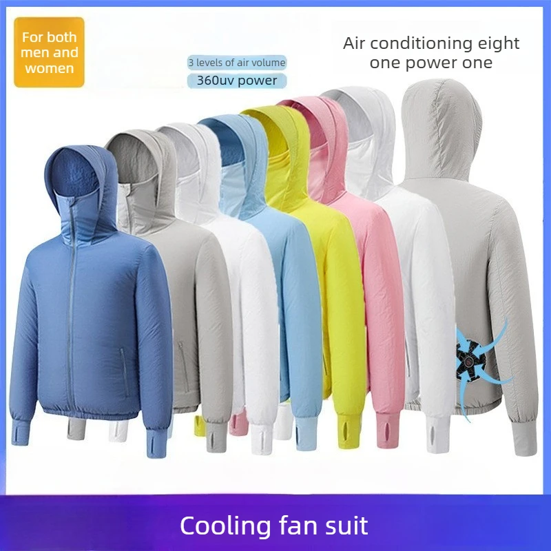 Summer Cooling Fan Sun Protection Clothing Outdoor Cooling Workwear Heat Relief Jacket For Cycling Fishing Men Women