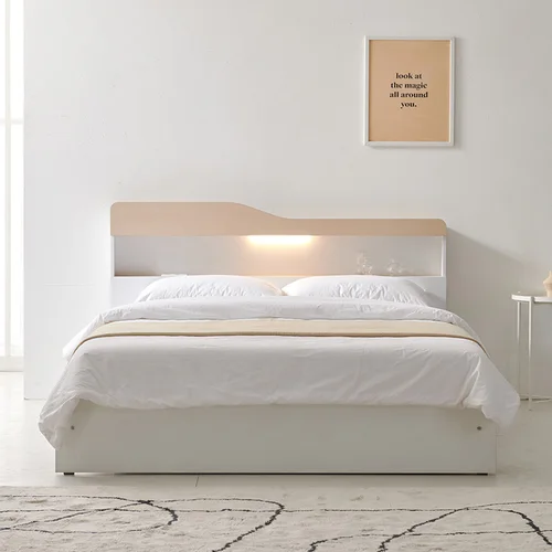 방수 침실 침대 프레임, 부드러운 목재, 귀여운 흰색, 목재 커버 침대, 트윈 럭셔리 모던 기숙사 가구 