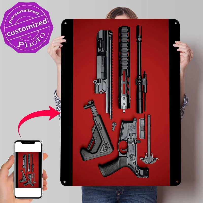 AR-15 Rifle Components Metal Poster Customized Wall Art Retro Vintage Metal Signs for Man Cave Decoration At Home Decor Room