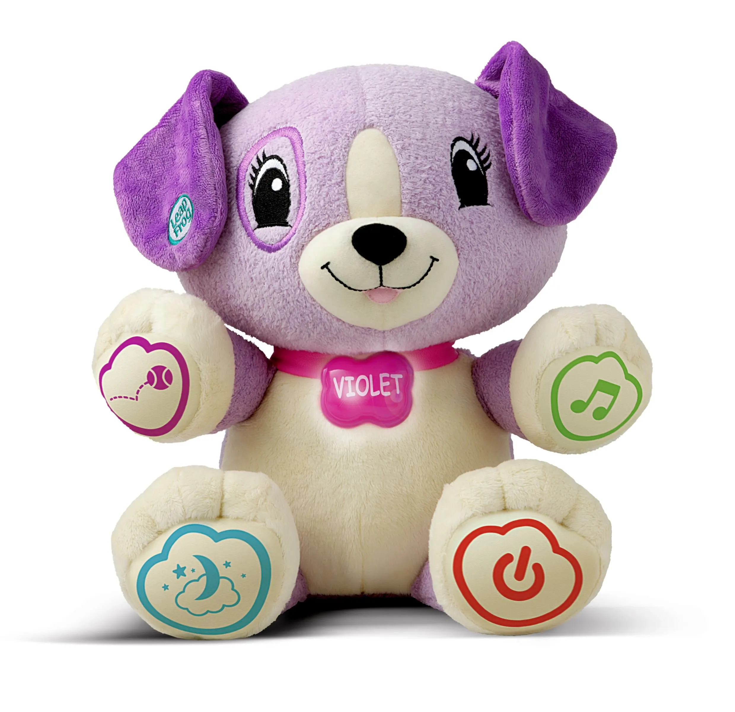 LeapFrog My Pal Violet elektronische interactieve knuffel hond met geluid en licht muziek leren Spaans Engels vroeg speelgoed