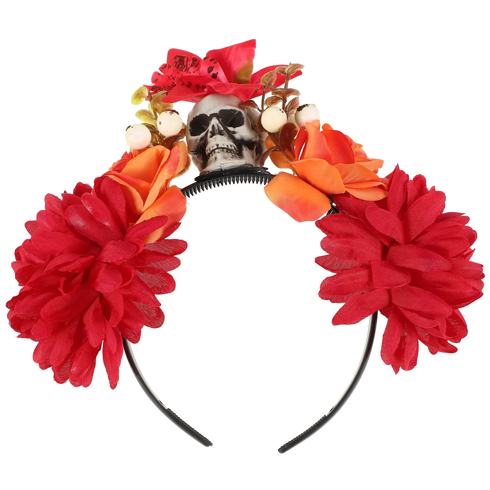 Halloween Skull Hairband Artificial Flowers Hair Hoop Lightweight Party Headband for Women Cosplay Day of The Dead
